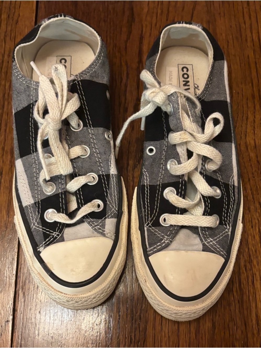 Converse Black & White Buffalo Plaid Low-Top Sneakers